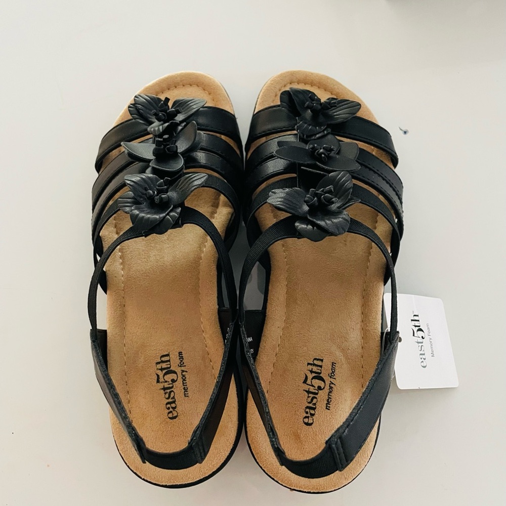 East 5th Black Floral Women's Sandals